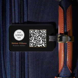 Etiqueta Para Maletas logotipo comercial de QR Code, moderno   Negro