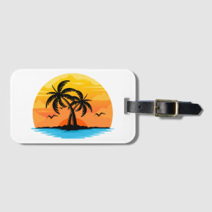 Etiqueta Para Maletas logotipo de árboles de palma de isla tropical pers