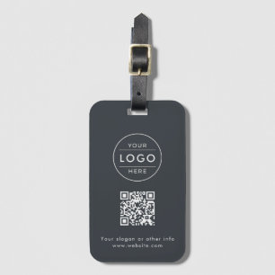 Etiqueta Para Maletas Logotipo de código QR gris carbón personalizado