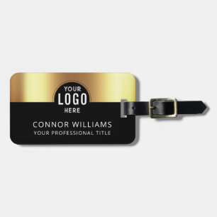 Etiqueta Para Maletas Logotipo de dos tonos de negro y oro metálico