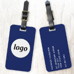 Etiqueta Para Maletas Logotipo de la marina promocional Minimalista Blue<br><div class="desc">Diseño de logotipo sencillo para su negocio. Reemplace el logotipo y los detalles por el suyo propio y cambie el color de fondo de la herramienta de diseño a personalizar. Ideal como artículo promocional para dar a clientes,  clientes y empleados,  y para viajes de negocios y ferias.</div>