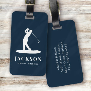 Etiqueta Para Maletas Logotipo de Monograma Golfer personalizado de Navy