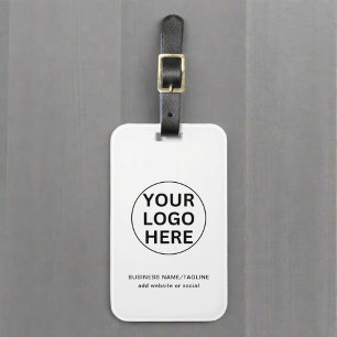 Etiqueta Para Maletas Logotipo de negocio y texto en blanco y negro