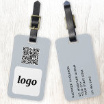 Etiqueta Para Maletas Logotipo de promoción comercial QR Code Light Blue<br><div class="desc">Un logotipo sencillo y diseño de código QR para su empresa. Reemplace el logotipo, la dirección URL de destino del código QR y los detalles del nombre y la dirección por el suyo propio, o deje la opción en blanco. Cambie el color de fondo de la herramienta de diseño a...</div>
