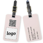 Etiqueta Para Maletas Logotipo de promoción comercial Rubor con código Q<br><div class="desc">Un logotipo sencillo y diseño de código QR para su empresa. Reemplace el logotipo, la dirección URL de destino del código QR y los detalles del nombre y la dirección por el suyo propio, o deje la opción en blanco. Cambie el color de fondo de la herramienta de diseño a...</div>
