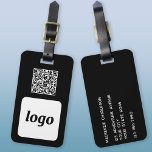 Etiqueta Para Maletas Logotipo de promoción de negocios negros con códig<br><div class="desc">Un logotipo sencillo y diseño de código QR para su empresa. Reemplace el logotipo, la dirección URL de destino del código QR y los detalles del nombre y la dirección por el suyo propio, o deje la opción en blanco. Cambie el color de fondo de la herramienta de diseño a...</div>