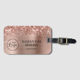 Etiqueta Para Maletas Logotipo de Relieve metalizado dorado Rosa Purpuri