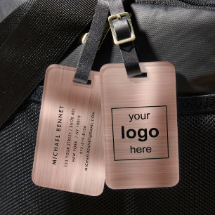 Etiqueta Para Maletas Logotipo personalizado en metal cepillado rosa dor
