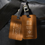 Etiqueta Para Maletas Logotipo personalizado Monograma Cobre marrón cepi<br><div class="desc">Logotipo personalizado Monogramado Copper Brown Cepilló la etiqueta de equipaje Metalizado. Personalízalo con sus detalles y el logotipo de su empresa.</div>