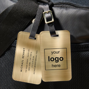 Etiqueta Para Maletas Logotipo personalizado Monogramado Gold Cepillado 
