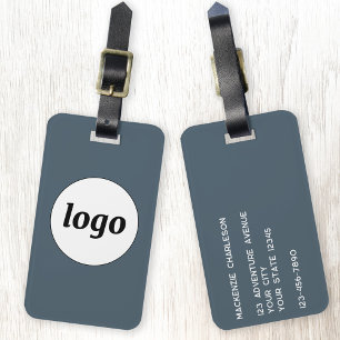 Etiqueta Para Maletas Logotipo Promocional Gris Carbón Marca Comercial N
