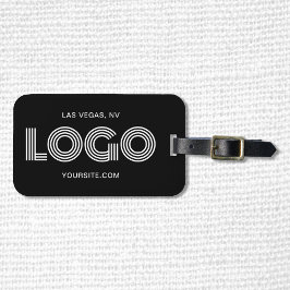 Etiqueta Para Maletas Logotipo rectangular moderno en blanco y negro