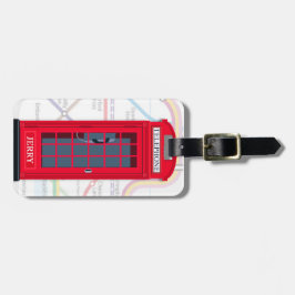 Etiqueta Para Maletas London Phone Booth with Tube Map Background