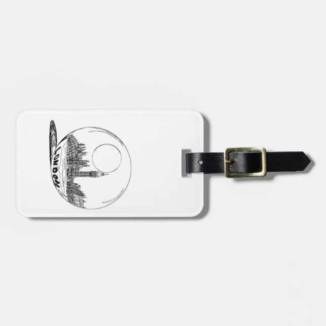 Etiqueta Para Maletas Londres en una bola de vidrio. (Frente Horizontal)