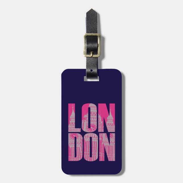 Etiqueta Para Maletas Londres Rosa (Frente Vertical)