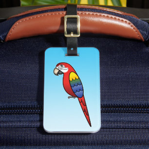 Etiqueta Para Maletas Loro guacamayo de dibujos animados escarlata