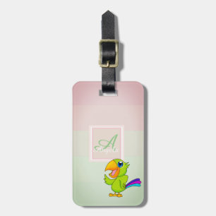 Etiqueta Para Maletas Loro Ombre Rayado Monograma-Personalizado