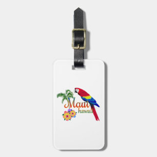 Etiqueta Para Maletas Loro tropical de la isla de Maui Hawaii