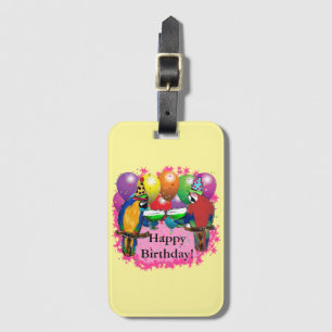 ETIQUETA PARA MALETAS LOROS DE CUMPLEAÑOS