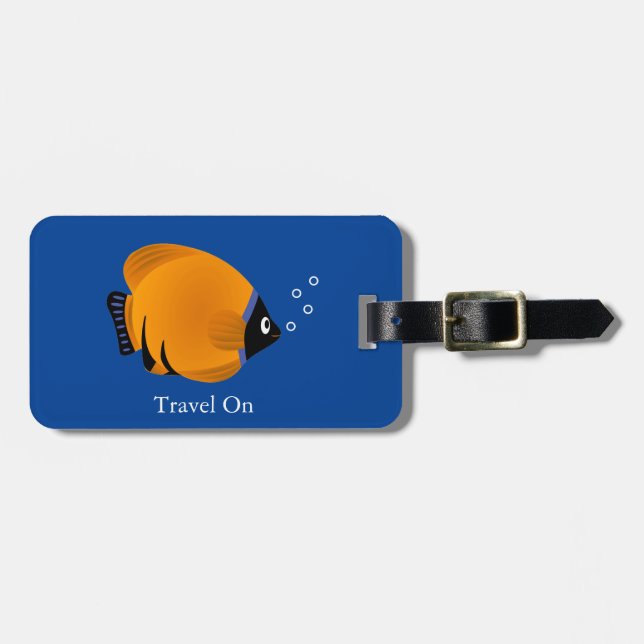 Etiqueta Para Maletas Los niños adoran el pescado Naranja (Frente Horizontal)