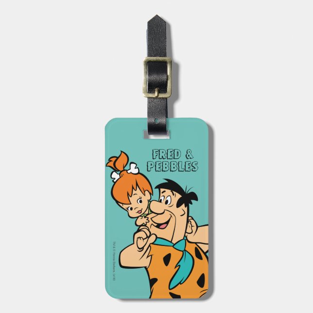 Etiqueta Para Maletas Los Picapiedra | Fred y Pebbles Flintstone (Frente Vertical)