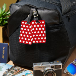 Etiqueta Para Maletas Los puntos de Polka Blanco en rojo