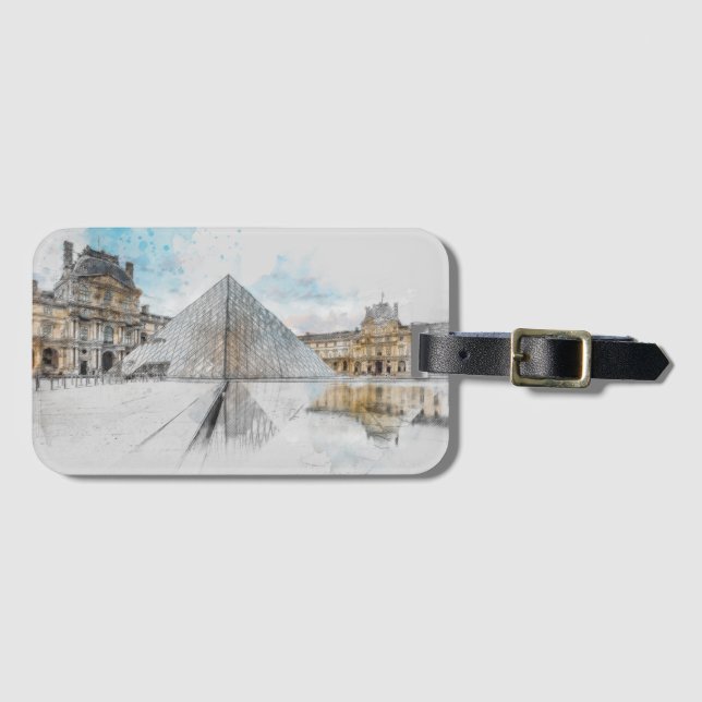 Etiqueta Para Maletas Louvre París, Francia (Anverso horizontal)
