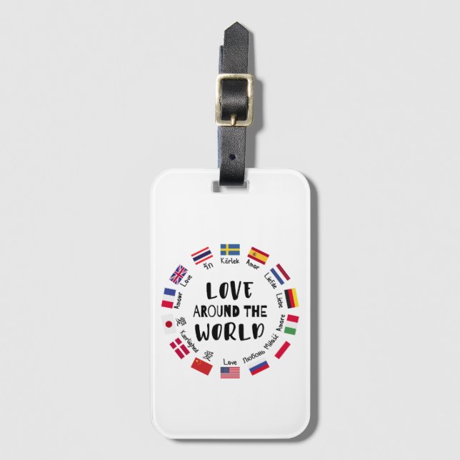 Etiqueta Para Maletas Love Around the World Languages  (Anverso vertical)