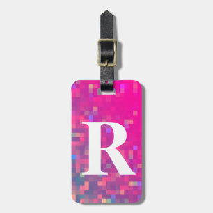 Etiqueta Para Maletas Luces cuadradas púrpuras, azules brillantes con