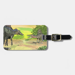 Etiqueta Para Maletas Lucha de los dinosaurios de Spinosaurus - 3D