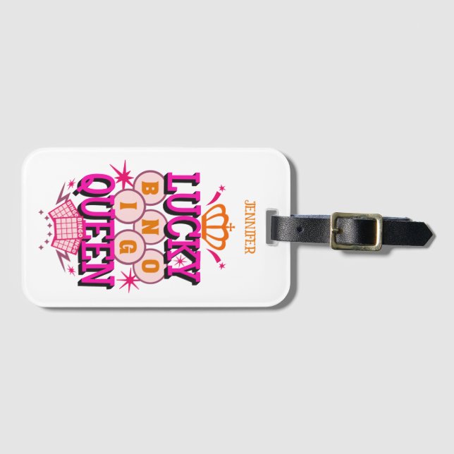 Etiqueta Para Maletas Lucky Bingo Queen /editable nombre (Anverso horizontal)