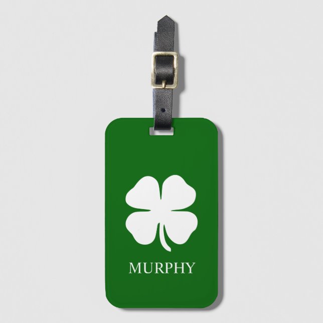 Etiqueta Para Maletas Lucky Four Leaf Clover Green Irish Personalizado (Anverso vertical)