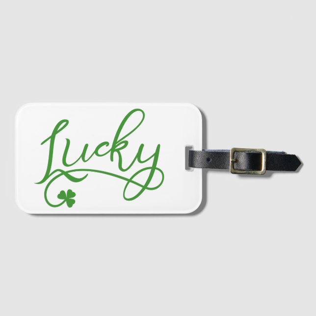 Etiqueta Para Maletas Lucky Shamrock St Patricks Day Irlandés (Anverso horizontal)