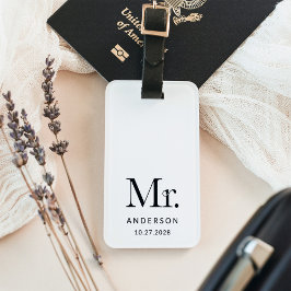 Etiqueta Para Maletas Lujo elegante negro y blanco | Sr. Boda