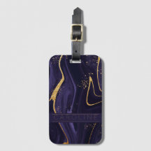 Lujo Elegante Purple Gold Marble Efecto Nombre