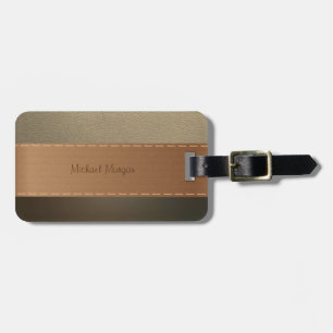 Etiqueta Para Maletas Lujo Elegante, Retro, Cosido, Aspecto de Cuero