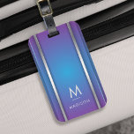 Etiqueta Para Maletas Lujo Moderno Mínimo Resumen Azul Violeta<br><div class="desc">Una elegante y lujosa etiqueta de equipajes abstractos con un diseño geométrico azul y violeta. Personalice con su monograma y nombre.</div>