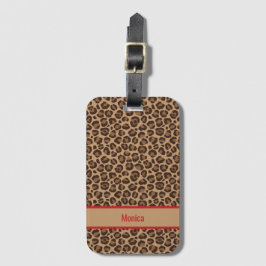 Etiqueta Para Maletas Lujo Rojo con Estampado de Leopardo 