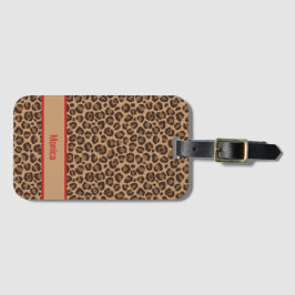 Etiqueta Para Maletas Lujo Rojo con Estampado de Leopardo 