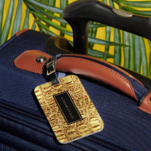 Etiqueta Para Maletas Luminoso Diseñador de oro Alligator Crocodile Skin