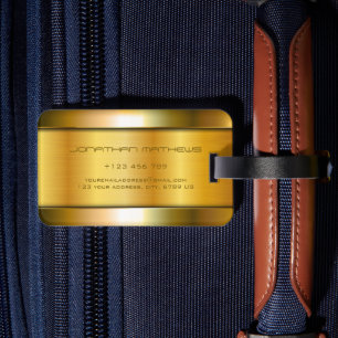 Etiqueta Para Maletas Luminoso estilo Metalizado dorado Acero inoxidable