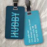 Etiqueta Para Maletas Luna de miel de Monograma Azul Hubby<br><div class="desc">Vive tu equipaje con este diseño personalizado perfecto para los viajeros</div>