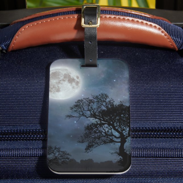 Etiqueta Para Maletas Luna llena en un cielo estrellado (Anverso In situ 2)