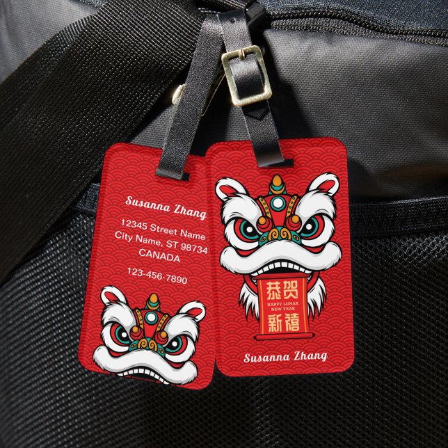 Etiqueta Para Maletas Lunar New Year Lion Dance with Banner (Subido por el creador)