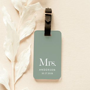 Etiqueta Para Maletas Luxe Elegance   Sage Green Mrs y Boda Date