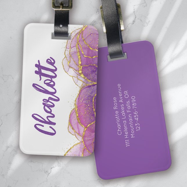 Etiqueta Para Maletas Luxe Purple Gold personalizado (Subido por el creador)
