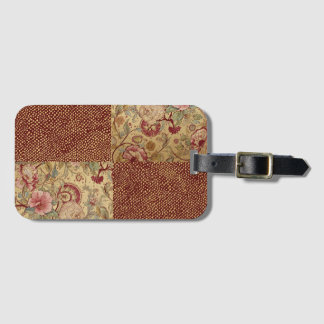 Etiqueta Para Maletas Luxury, Gold Flowers and Pixel Polka Dot Pattern