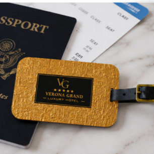 Etiqueta Para Maletas Luxury Gold Foil Five Star Hotel Branding Elegant 