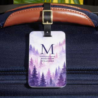 Etiqueta Para Maletas Luz morada oscura personalizada tropical rosa viol