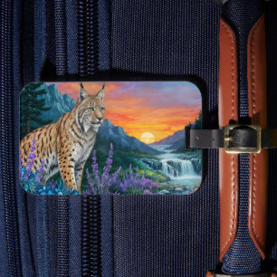 Etiqueta Para Maletas Lynx al amanecer por cascada
